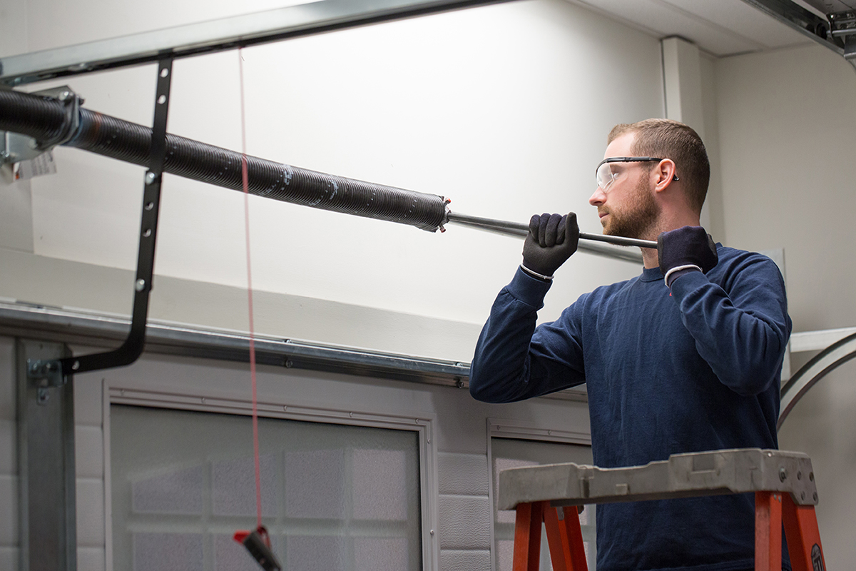 Garage door spring repair work